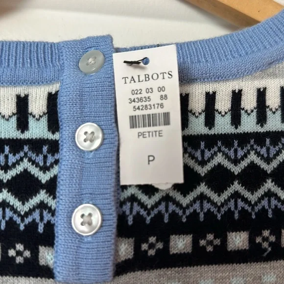 TALBOTS COZY FAIR ISLE CREWNECK SWEATER   Size XS - Picture 8 of 8